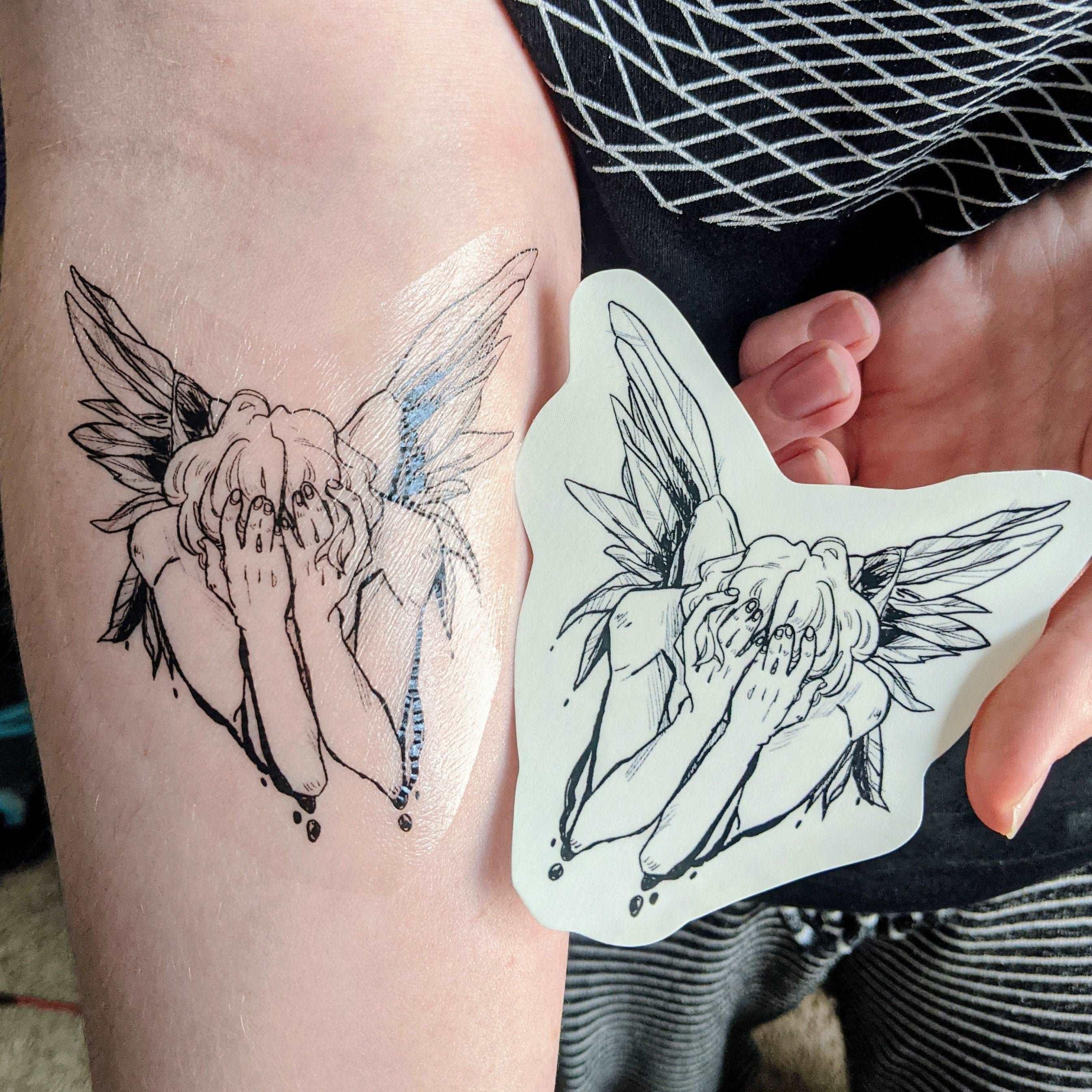 TENG MA trên Instagram fallen angel  floraltattoo wowtattoo  blacktattoomag blacktattooart tattoo darkartists tattooed tattooart  tattooartist